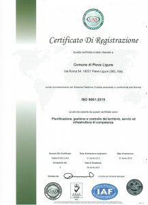 Certificato ISO 9001 edizione 2015